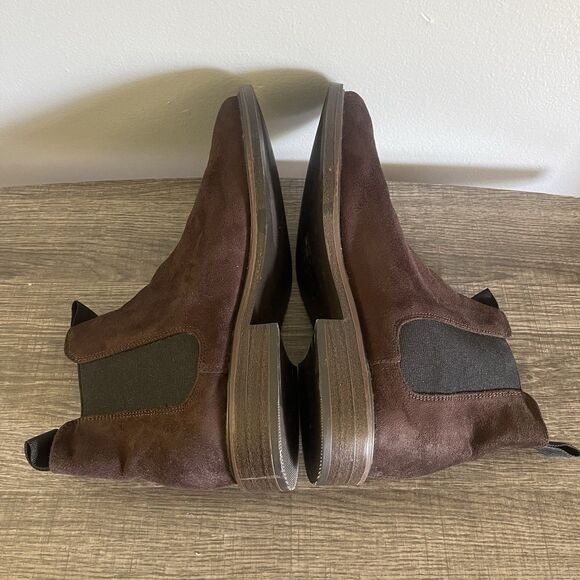 H&M Men’s Dark Brown Faux Suede Ankle Chelsea Pull On Boots Size 8.5 - Picture 6 of 10
